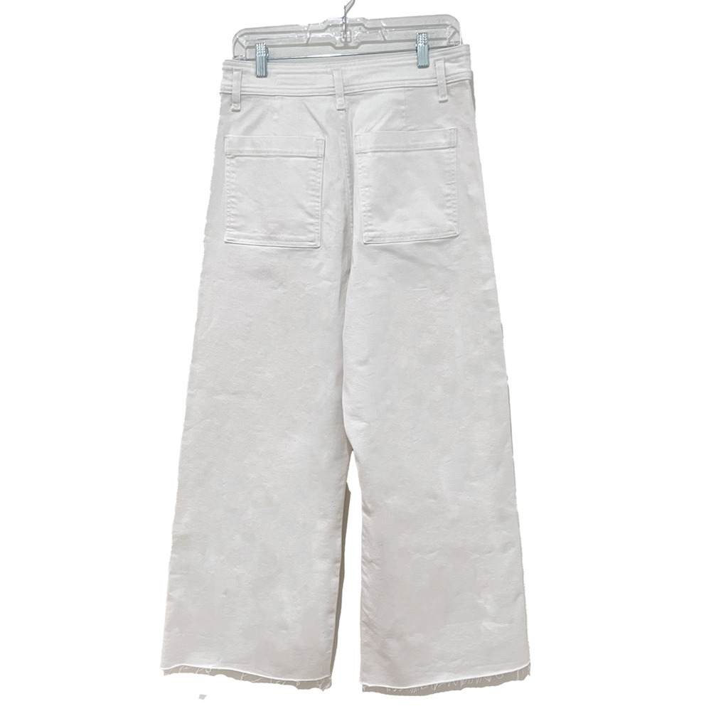 Zara high-waisted wide-leg jeans in white with a raw hem women’s size 10 - Picture 2 of 5